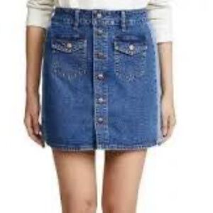 Madewell Women's Size 26 Stretch Denim Straight Mini Skirt Pieced Edition